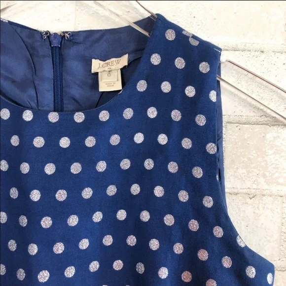 J.CREW Shimmer Polka Dot Navy Dress size 0 - Picture 6 of 8
